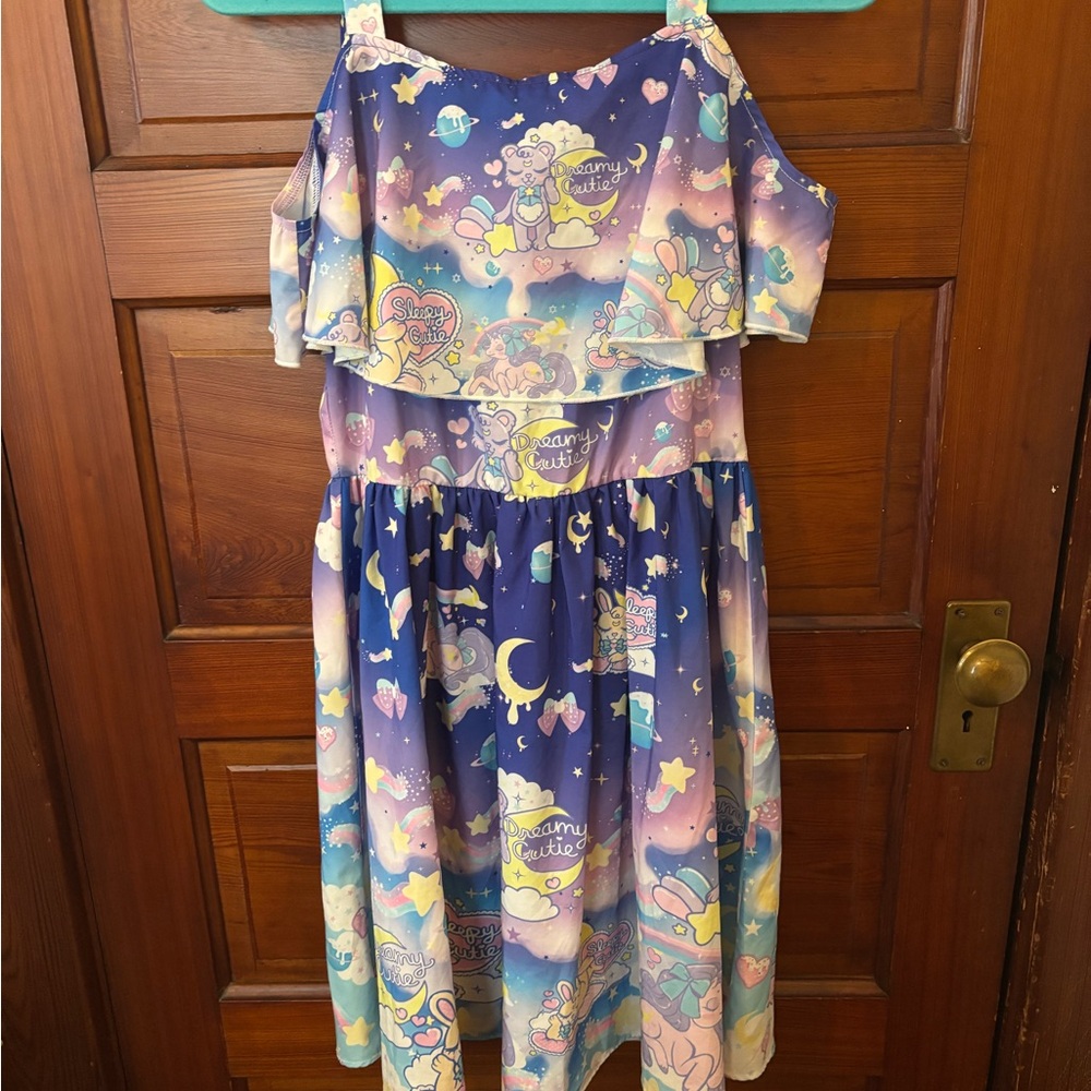 Dreamy Pastel Off-Shoulder Midi Dress
